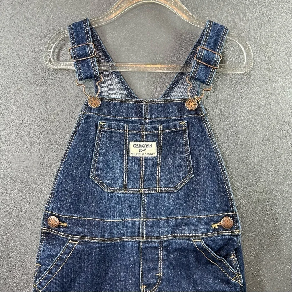 Oshkosh B'gosh Girls Dark Wash Glitter Sparkle Overalls 4T